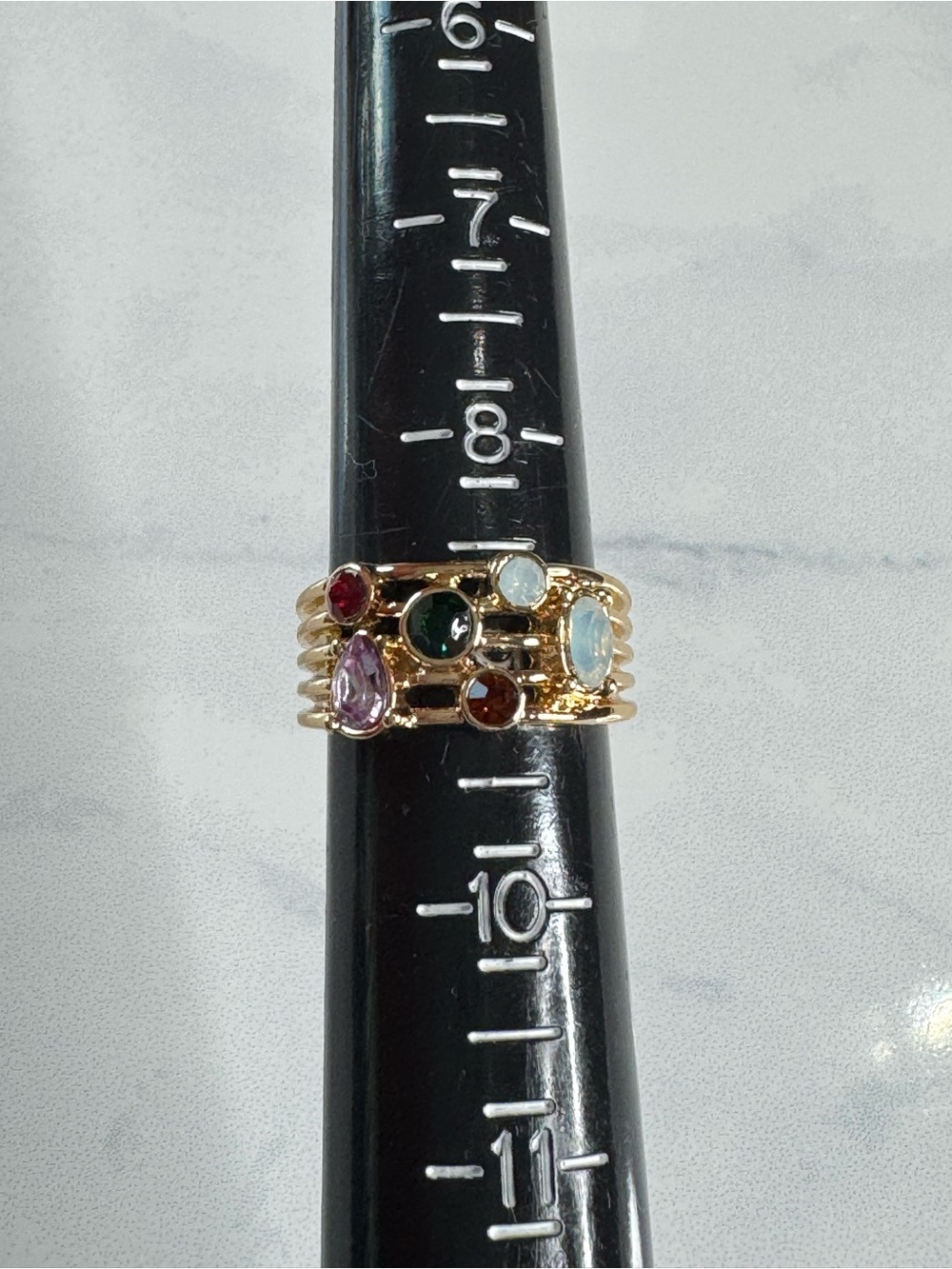 Vintage Inspired Multi-Stone Confetti Statement Ring - Size 9